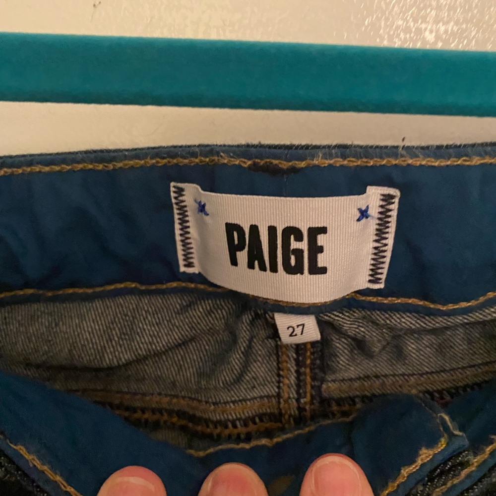 PAIGE bootcut, high waist jeans.  Dark wash.